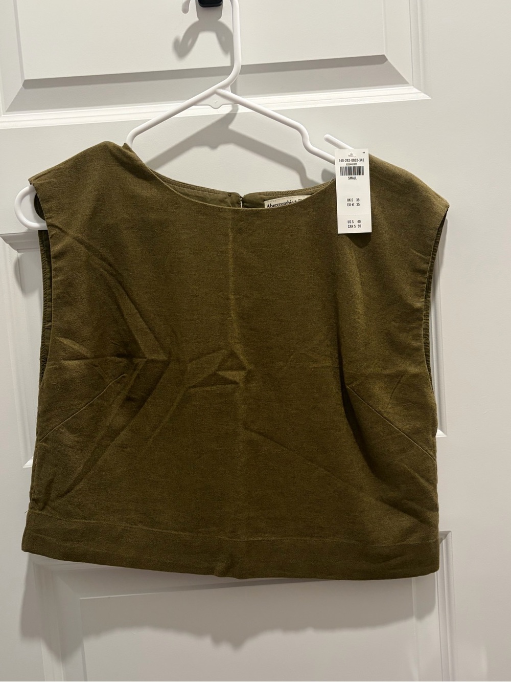 Abercrombie & Fitch Olive Green Cropped Tank Top Linen